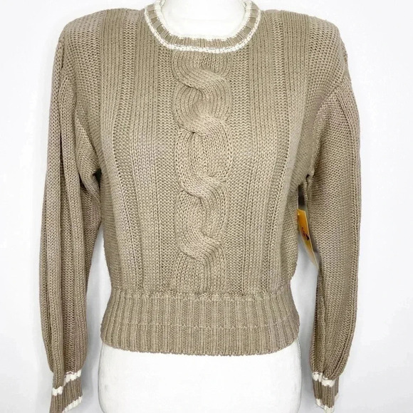 Vintage Liz Sport Vintage Crew Neck Sweater Shoulder Pads Size Petite NWT 80's - Picture 2 of 7